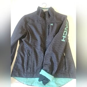 Western Cinch Dark Jacket with Teal Lettering